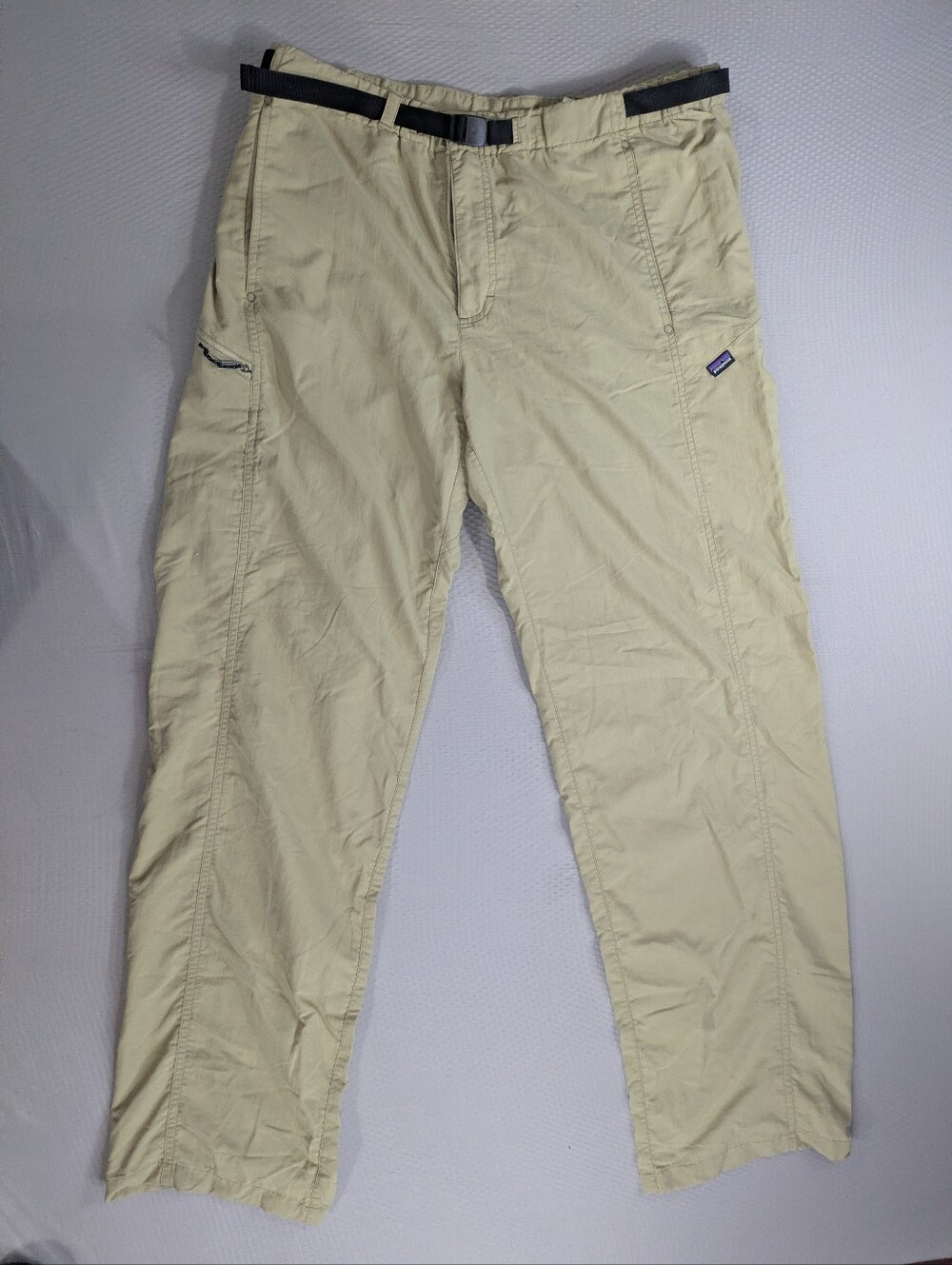 Patagonia Pants Mens Sz L Tan GI III Nylon Hiking Belted Outdoors 2014 55029